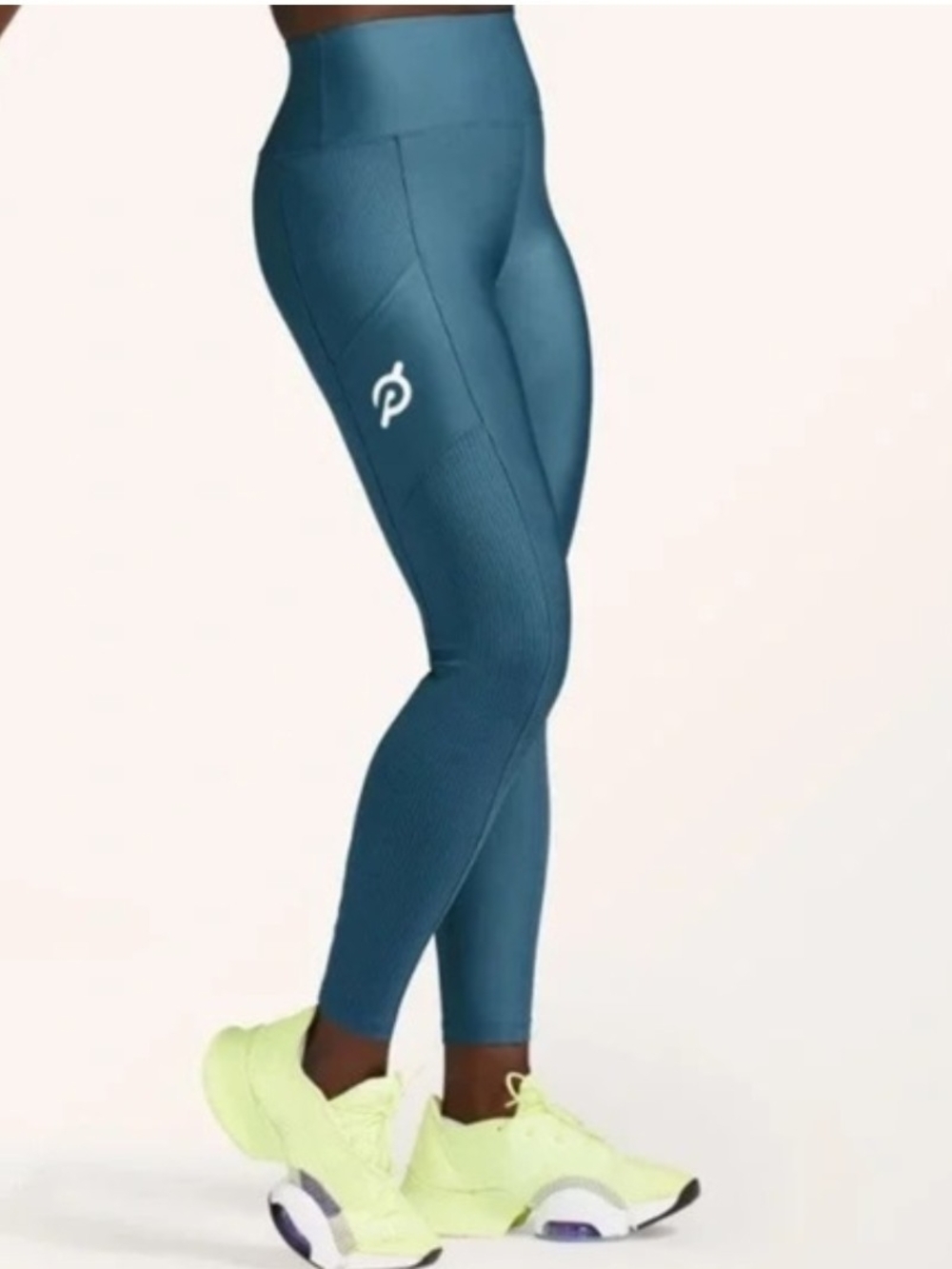 Peloton Show Up High Rise Pocket Leggings Teal Blue Sz M EUC